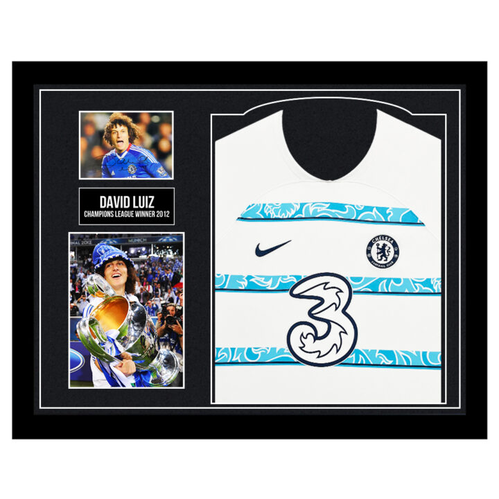 Signed David Luiz Framed Display Shirt - Champions League Winner 2012
