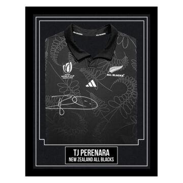 TJ Perenara Signed Framed Shirt - New Zealand All Blacks