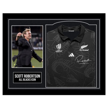 Framed Scott Robertson Signed Shirt - All Blacks Icon