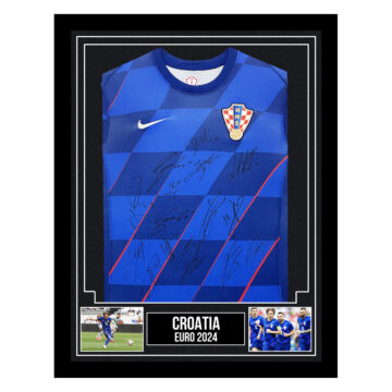 Signed Croatia Framed Away Shirt - Euro 2024 Squad