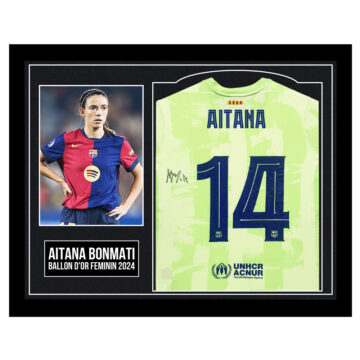 Framed Aitana Bonmati Signed Away Shirt - Ballon d'Or Feminin 2024