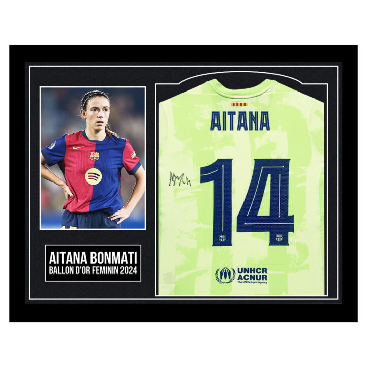 Framed Aitana Bonmati Signed Away Shirt - Ballon d'Or Feminin 2024