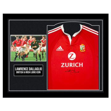 Framed Lawrence Dallaglio Signed Shirt - British & Irish Lions Icon