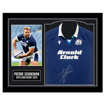 Framed Pierre Schoeman Autographed Shirt - Scotland Rugby 2025