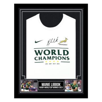 Signed Manie Libbok Framed Shirt - Rugby World Cup Winner 2023