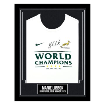 Manie Libbok Signed Framed Shirt - Rugby World Cup Winner 2023