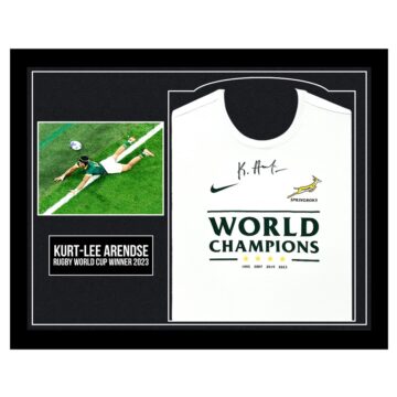 Framed Kurt-Lee Arendse Signed Shirt - Rugby World Cup Winner 2023
