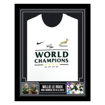 Signed Willie Le Roux Framed Shirt - RWC Winner 2019 & 2023