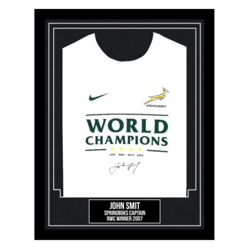 John Smit Signed Framed Shirt - Springboks Captain RWC Winner 2007