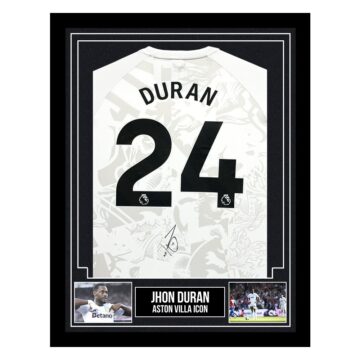 Autographed Jhon Duran Framed Shirt - Aston Villa Icon