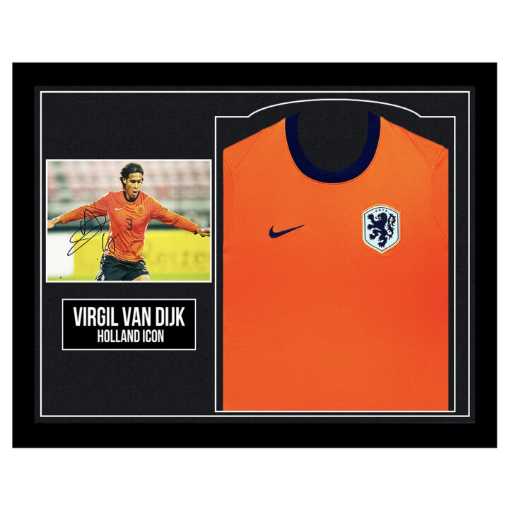 Signed Virgil van Dijk Framed Display Shirt - Holland Icon