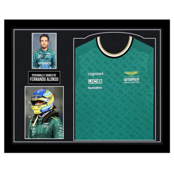 Signed Fernando Alonso Framed Display Shirt - Aston Martin F1 Autograph