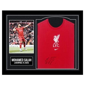 Framed Mohamed Salah Signed Shirt - Liverpool FC 2025
