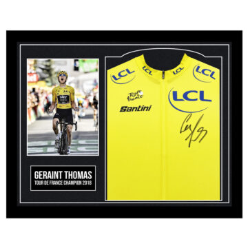 Framed Geraint Thomas Signed Shirt - Tour de France Champion 2018