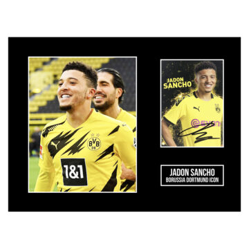 Signed Jadon Sancho Photo Display 16x12 - Borussia Dortmund Icon