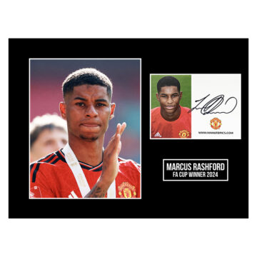 Signed Marcus Rashford Photo Display 16x12 - FA Cup Winner 2024