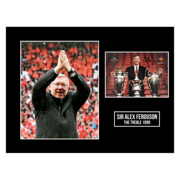 Signed Sir Alex Ferguson Photo Display 16x12 - The Treble 1999