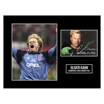 Signed Oliver Kahn Photo Display 16x12 - Champions League Winner 2001