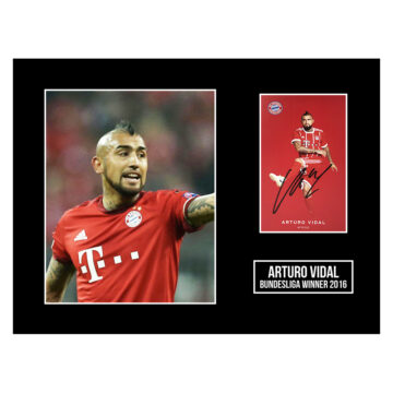 Signed Arturo Vidal Photo Display 16x12 - Bundesliga Winner 2016