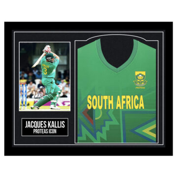Signed Jacques Kallis Framed Shirt Display - Proteas Icon