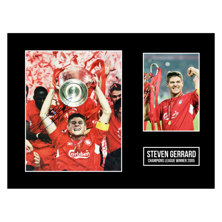 Signed Steven Gerrard Photo Display 16x12 - Champions League Winner 2005