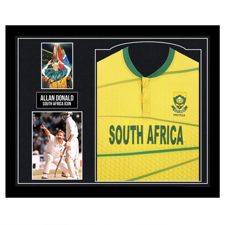 Signed Allan Donald Framed Shirt Display - South Africa Icon