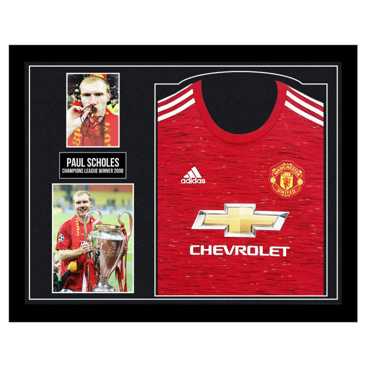 Framed Paul Scholes Signed Display Shirt - Champions League Winner 2008