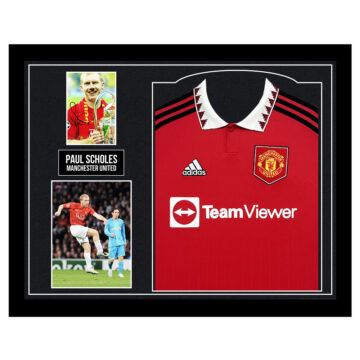 Signed Paul Scholes Framed Display Shirt - Manchester United Football Club