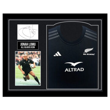 Framed Jonah Lomu Signed Display Shirt - All Blacks Icon