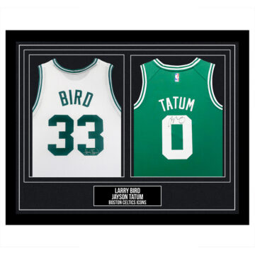 Signed Larry Bird & Jayson Tatum Framed Duo Jerseys - Boston Celtics Icons