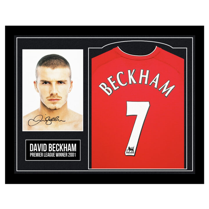 Signed David Beckham Framed Display Shirt - Premier League Winner 2001