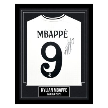 Kylian Mbappe Signed Framed Shirt - La Liga 2025