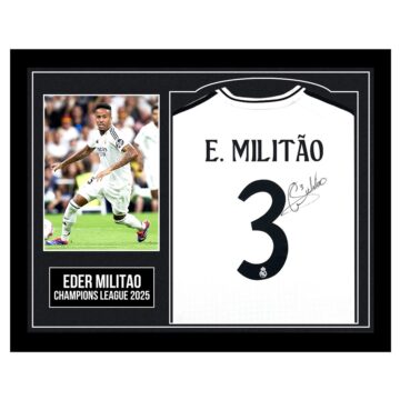 Framed Eder Militao Signed Shirt - Champions League 2025