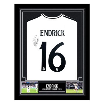 Signed Endrick Framed Shirt - Champions League 2025