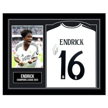 Framed Endrick Autographed Shirt - Champions League 2025