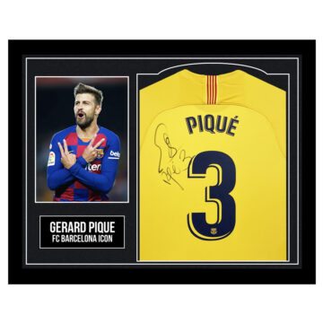 Framed Gerard Pique Autographed Shirt - FC Barcelona Icon
