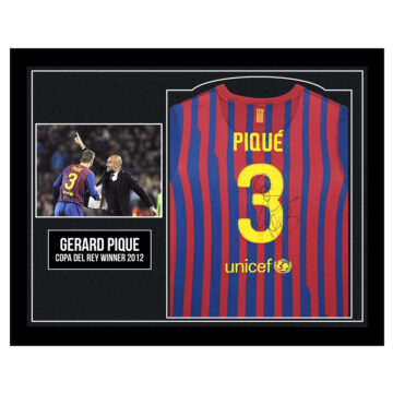 Framed Gerard Pique Signed Shirt - Copa del Rey Winner 2012