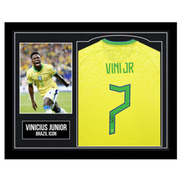 Framed Vinicius Junior Signed Shirt - Brazil Icon