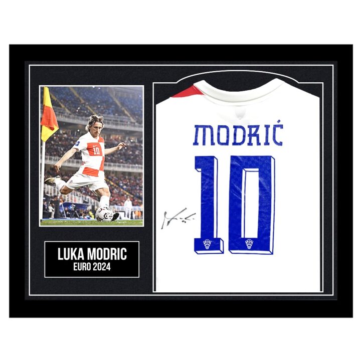 Framed Luka Modric Signed Shirt - Croatia Euro 2024