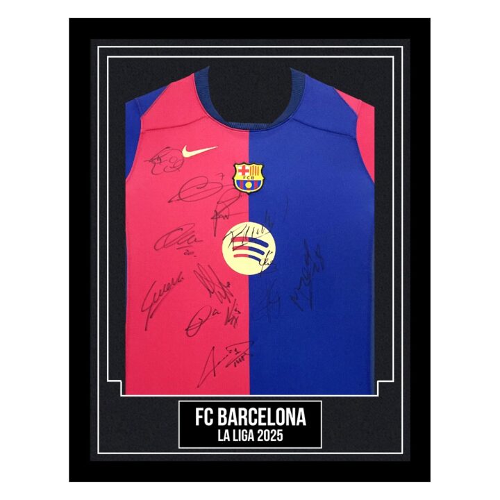 FC Barcelona Signed Framed Shirt - La Liga 2025