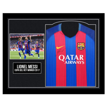 Framed Lionel Messi Signed Shirt - Copa del Rey Winner 2017