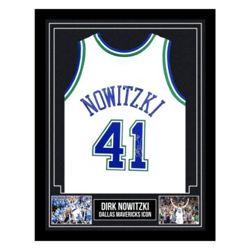 Signed Dirk Nowitzki Framed Jersey - Dallas Mavericks Icon