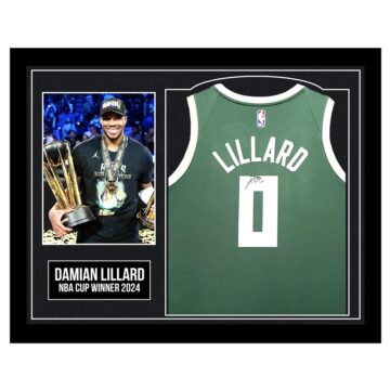 Framed Damian Lillard Signed Jersey - NBA Cup Winner 2024