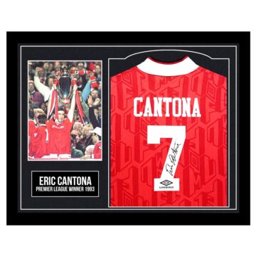 Framed Eric Cantona Signed Shirt - Premier League Winner 1993