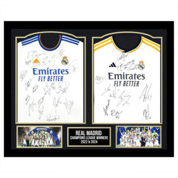 Signed Real Madrid Framed Shirts - Champions League Winners 2022 & 2024 - Gold Design