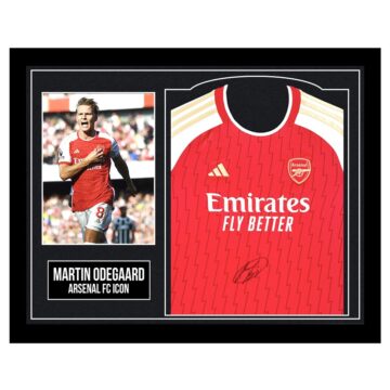 Framed Martin Odegaard Signed Shirt - Arsenal Football Club
