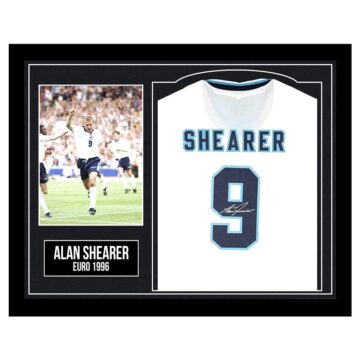 Framed Alan Shearer Signed Shirt - Euro 1996