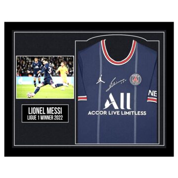 Framed Lionel Messi Signed Shirt - Ligue 1 Winner 2022