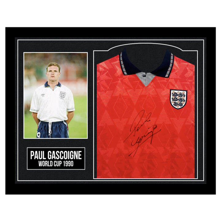 Framed Paul Gascoigne Autographed Shirt - World Cup 1990