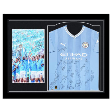 Framed Manchester City FC Signed Shirt - Premier League Champions 2023/24